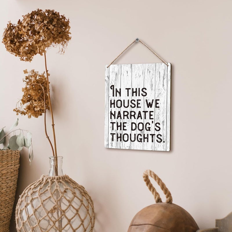 FUGWN In This House We Narrate the Dogs Thoughts Hanging Wooden Signs 8x10, Dog Decor for Dog Room, Dog Signs for Home Decor, Dog Decorations for the Home, House Rules Sign - Image 4